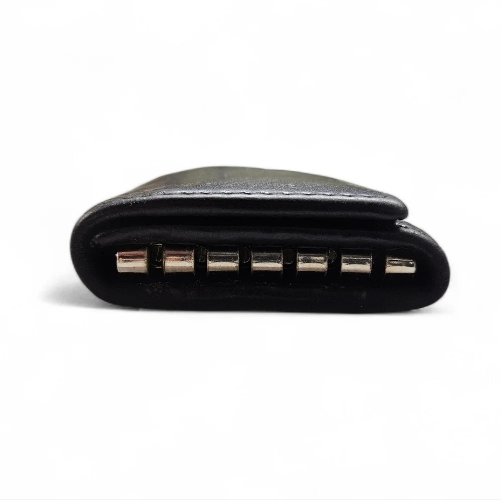 Gucci GG Marmont Black Leather Card And Key Holder Wallet In Black And Silver
